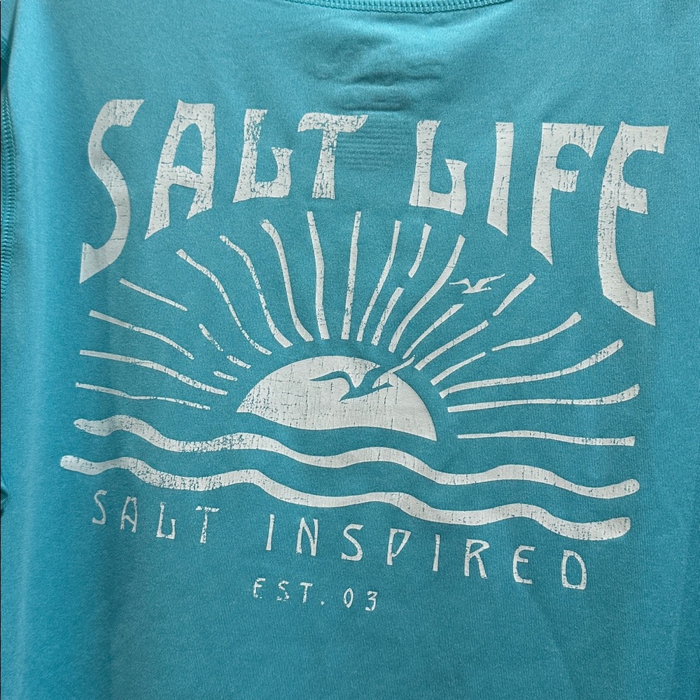 Salt Life Turquoise Long Sleeve Performance Shirt Sz M